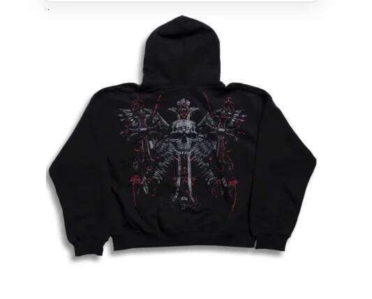 Y2K Hip Hop Hoodie Gothic American Skull Print Zipper Sports Long Sleeve Men's and Women's Retro Fashion Street Casual Jacket Z260315