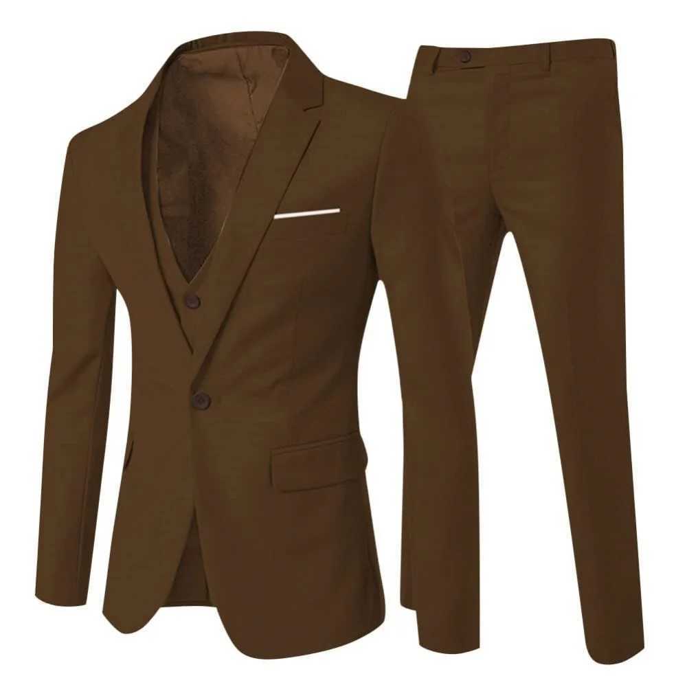 3-Piece Slim Fit Mens Tuxedo Suit Double Breasted Blazer Vest And Pants Set for Wedding Groom Business Party M260313