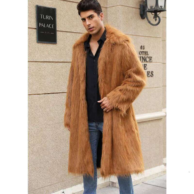 Men's Winter Tops Coat Faux Fur Square Collar Eco Thickened Warm Vintage Simple Comfortable Loose Leisure Niche Versatile Skinny Z260313