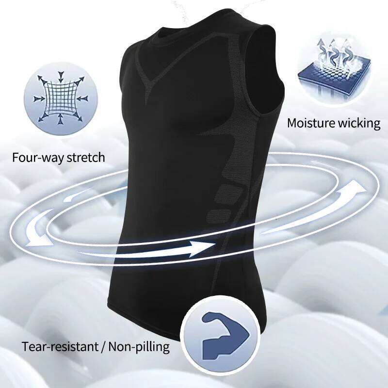 Men Compression Sleeveless Shirt Tummy Control Fitness Sport Breathable Vest Abdomen Slimming Tight Tank Mesh Quick Drying Top 26Y0313