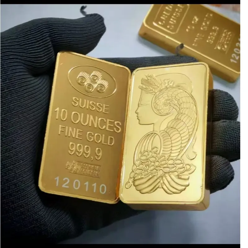 10 OUNCE Switzerland Non Magnetic gold Plated Decoration Commemorative Vacuum Sealed Decoration collect Arts and Crafts