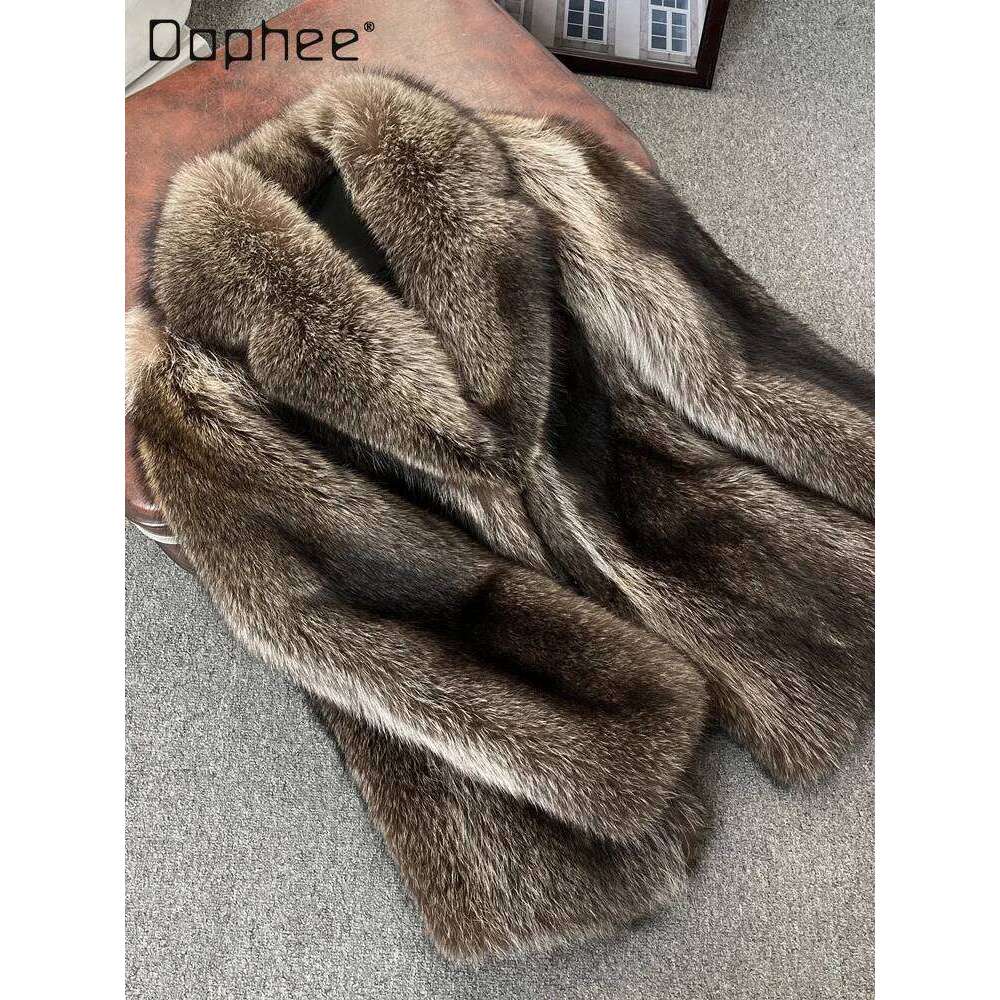 Fox Men Mink Fur Coat Medium Long Heavy Craft Luxury Lapel Short Thickened Warm Winter Fashion High End Coats Z260313