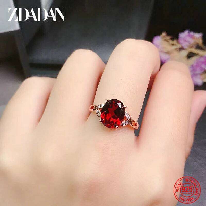 ZDADAN 925 Sterling Silver Adjustable Ruby Ring For Women Fashion Jewelry Gifts H260312