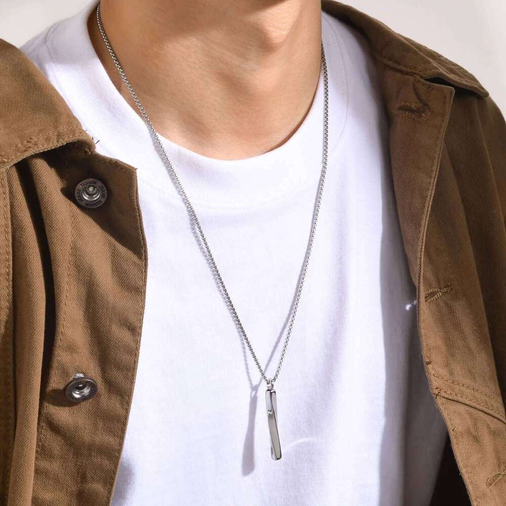 Ashes Urn Necklaces for Men,Waterproof Stainless Steel Mobius Vertical Bar Pendant Collar with Funnel,Memorial Keepsake Gift H260312