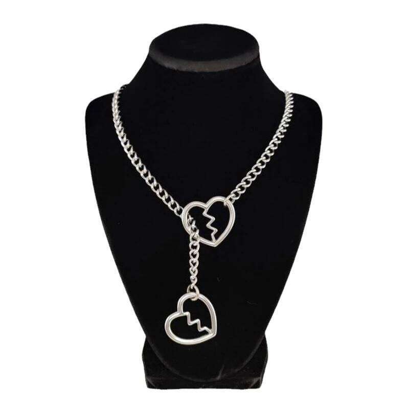 Punk Rock Exaggerate Personality Heart O-Ring Slip Chain For Women Girls Simple Versatile Long Necklace Jewelry Accessories Gift H260312