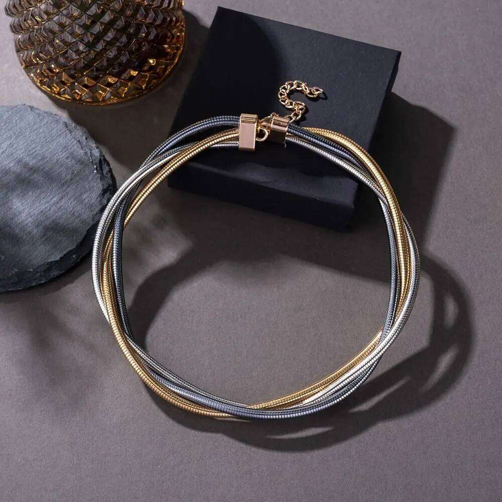 New Alloy Bendable Snake Gold Silver Color Flexible Choker Punk Jewelry Accessories H260312