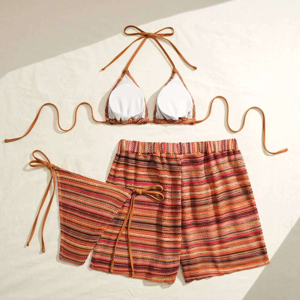 2026 Triangle String Bikinis Women 3 Pieces Swimwear Female Sexy Padded Swimsuit Bathers Bathing Swimming Swim Suit Beachwear Y260303