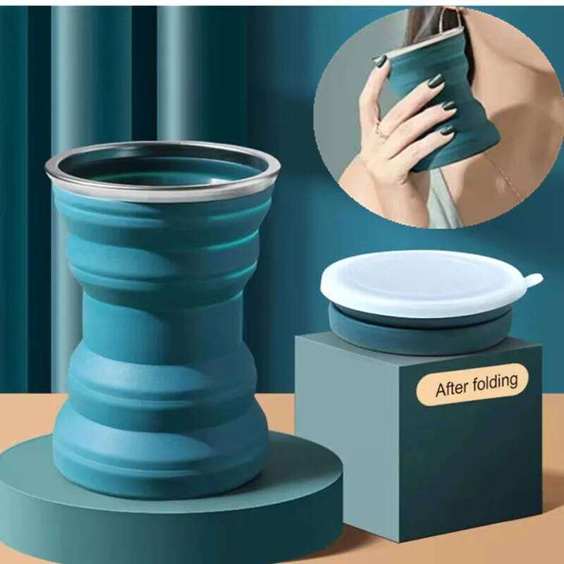 Portable Silicone Foldable Cup With Lanyard Heat Resistant Collapsible Cups Lid Folding Storage Travel Mug For Hot Water coffee Z260314