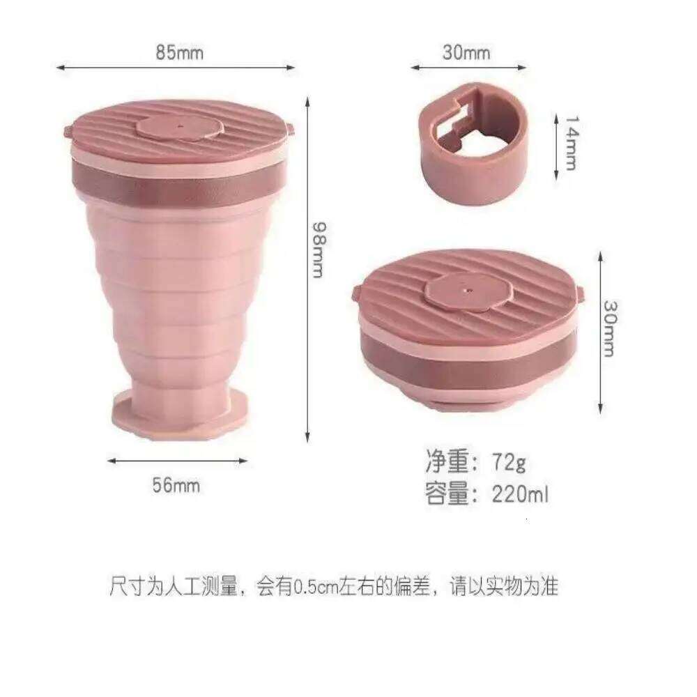 Tethered coffee covered water folding mouthwash cup, silicone folding, portable for travel Z260313