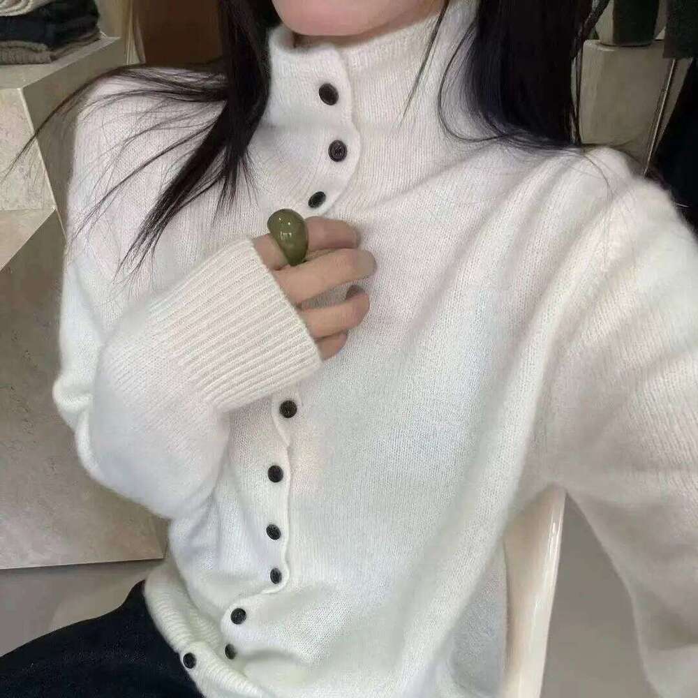WinvyNee Women's Clothing 100% Wool Sweaters Turtleneck Long Sleeve Solid Buttons Pullovers Soft Knitwear Tops Autumn A1683006 Z260314
