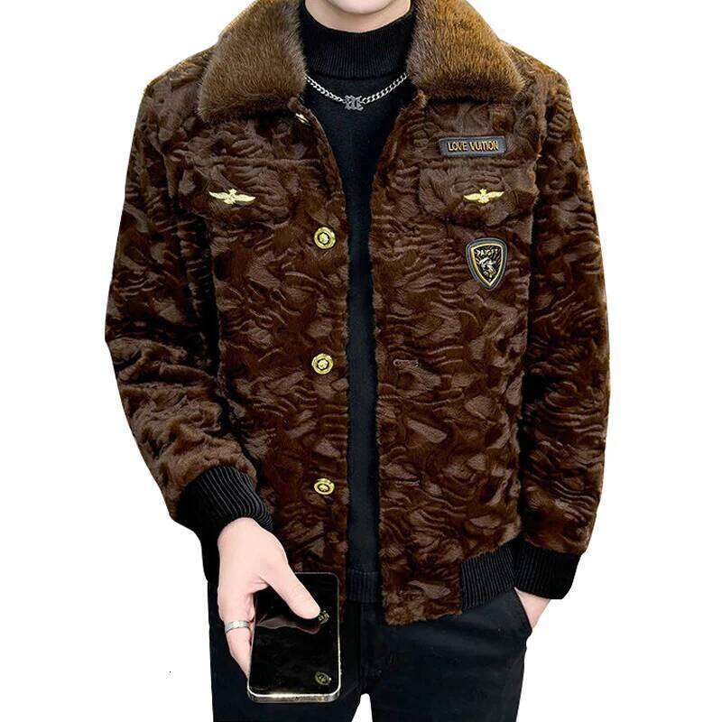 High Quality Gold Mink Thick Woolen Fur Masculina Winter Warm Coats Clothing Men's Faux Leather Jacket Men Z260313
