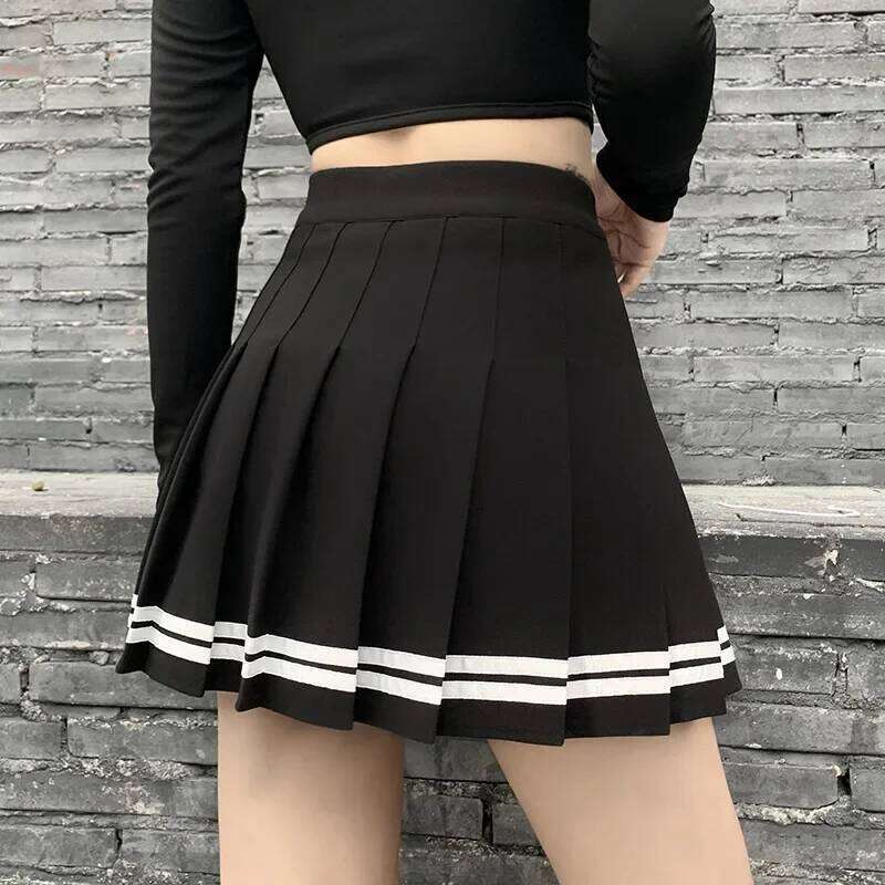 Fashion Korean Style Patchwork Harajuku Black Pleated Skirts Gothic Streetwear High Waist Mini Women Punk Skirt Z260314
