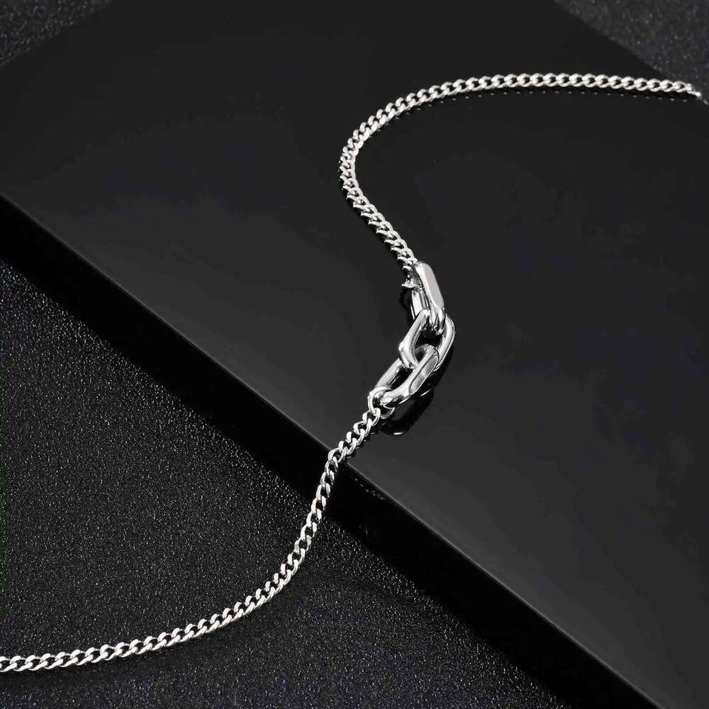Vnox Punk Style Link Chain Necklace for Men, Adjustable 50+5cm Necklace, Silver Color Metal Links Collar Minimalist Jewelry Gift H260312