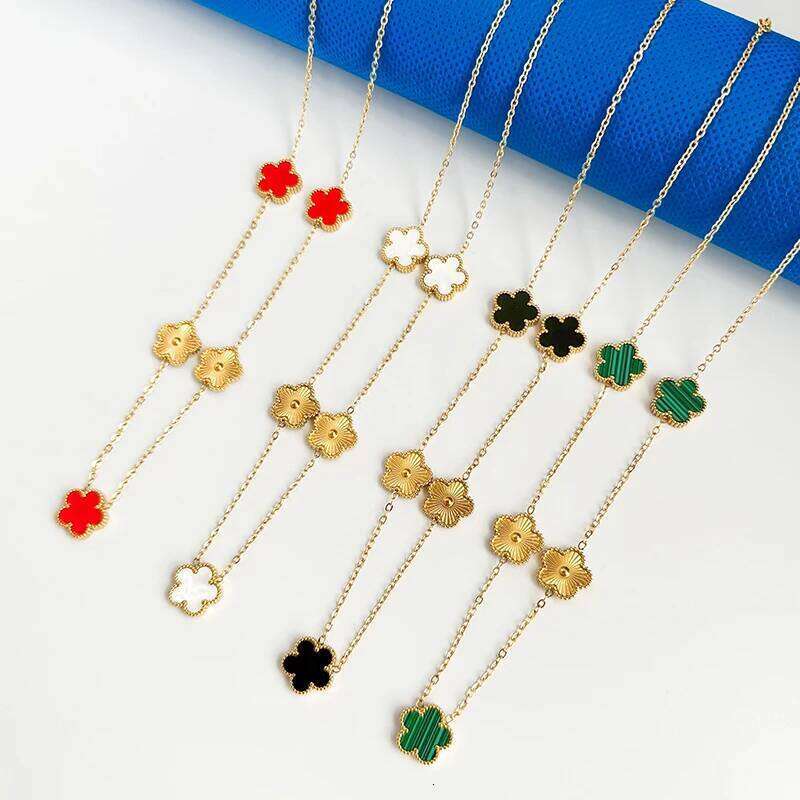 Elegant Pendant Necklace for Girls Stainless Steel Necklaces Woman Trend 2024 Double Sided Flower Cr Fashion Jewelry Gifts H260312