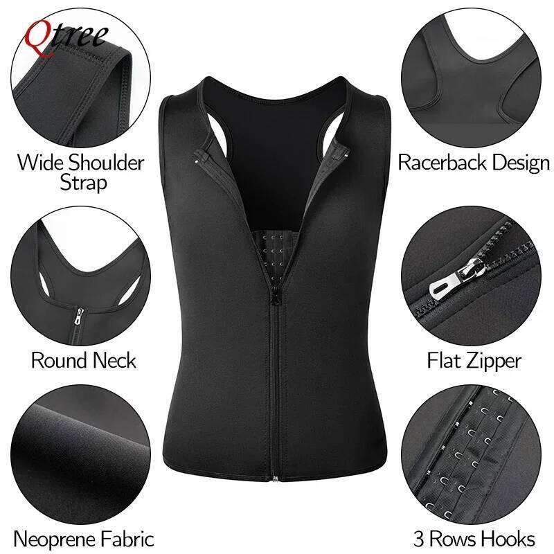 Qtree Men Compression Shirt for Slimming Sauna Sweat Body Shaper Tight Undershirt Tummy Control Girdle Weight Loss Waist 26Y0313