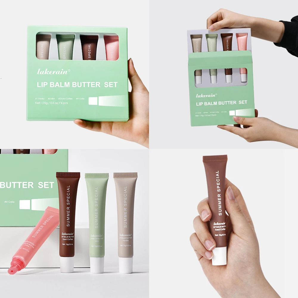 Lip Balm Set Lip Gross 4 Pack 1Kit Deep Moisturizing Lip Glaze Smoothing Color Lips Oil Long Lasting Nourishing Lips Care 260304