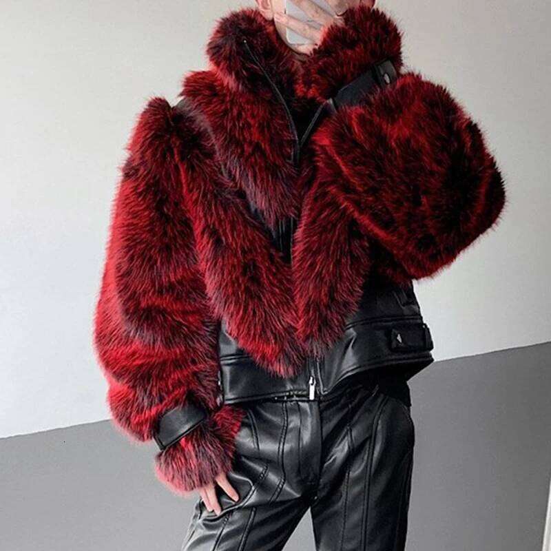IEFB Autumn Winter Stage Style Patchwork Faux Fur Men's Jacket Thickened Stand Collar Jackets 2026 Male Clothing 9X1325 Z260313