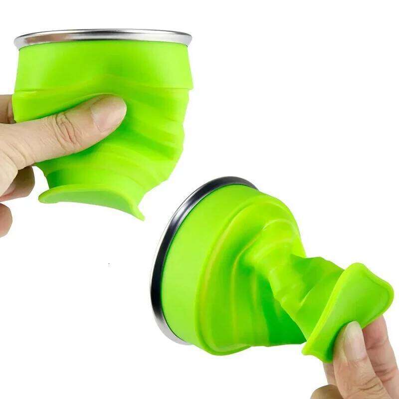 200ml Portable Cups BPA FREE Food Grade Silicone Retractable Folding with Lid Outdoor Coffee Travel Water Cup Z260313