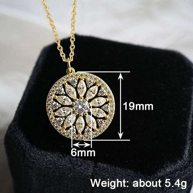 Huitan Romantic Sunflower Design Cubic Zirconia Women for Wedding Party Delicate Flower Pendant Necklace Trendy Jewelry H260312
