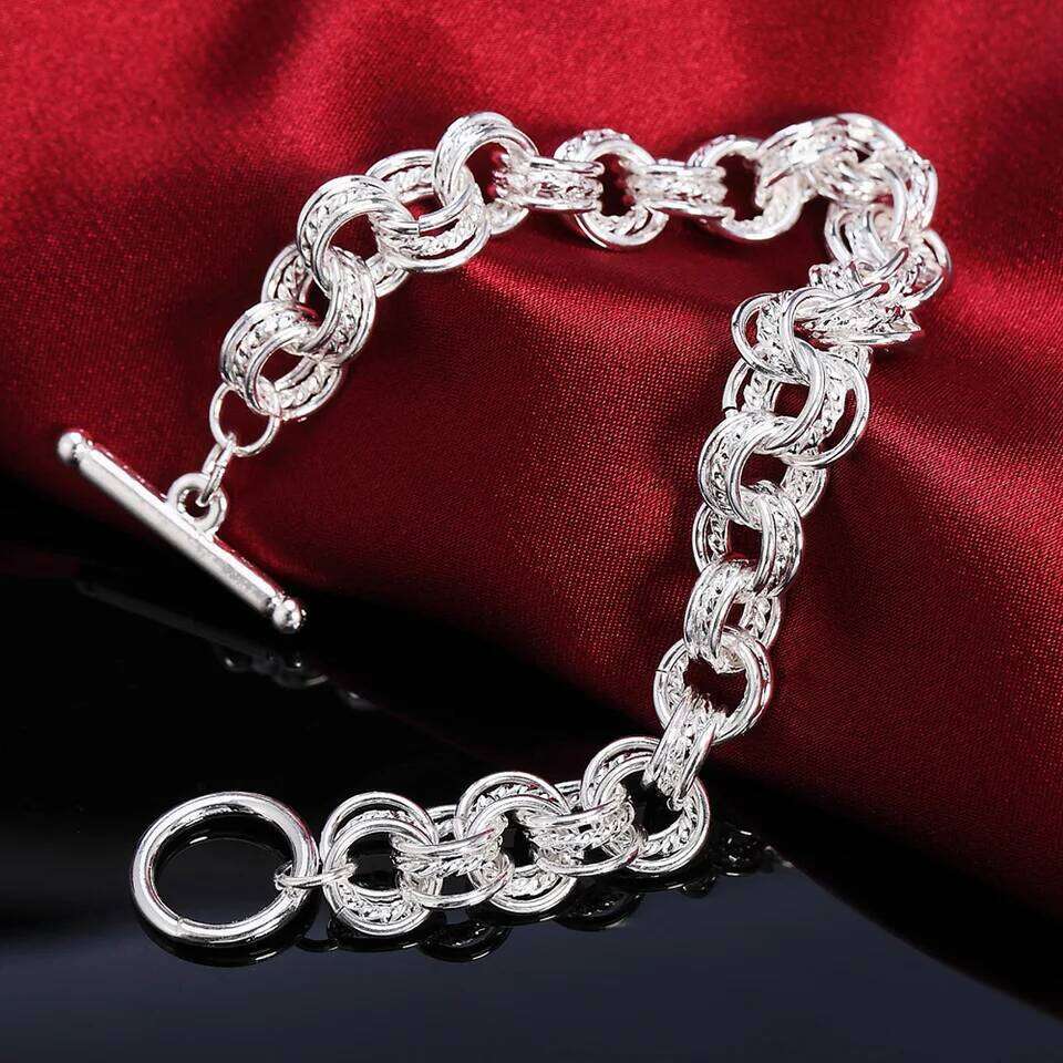 Fashion 925 Sterling Silver Ring Round Bracelets For Women Men Wedding Luxury Quality Jewelry Z260313