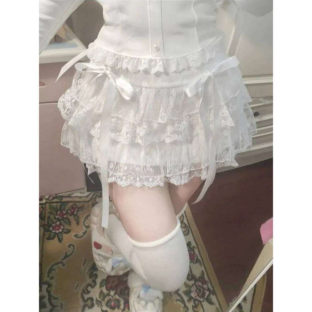 Y2k Aesthetic Women Harajuku Lace Cake Mini Skirt Subculture High Waist Kawaii Streetwear Vintage Ruffled Layered Casual Cute Z260314