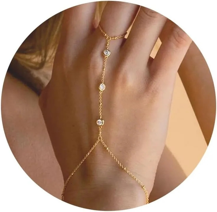 Gold Hand Chain for Women Gold Plated Bracelets for Women Silver Bracelets Hand Chain Silver Jewelry Gifts for Women Christmas 260313