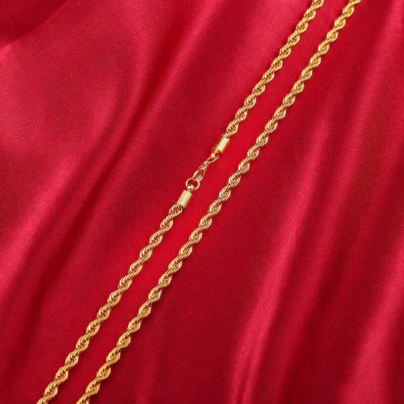 2024 Hot Sale Retail Wholesale Long Gold-Color Man Necklace 4mm 16,18,20,22,24,26,28,30 Inch Twist Rope Chain Jewelry Accesory H260312