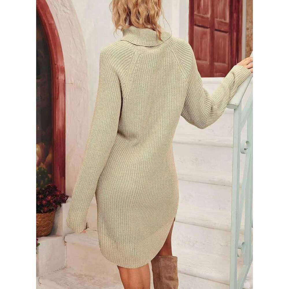 Ribbed Knit Long Sleeve Dresses Autumn And Winter New Texture Loose Sweater Dress Temperament Women's Vestidos Z260314