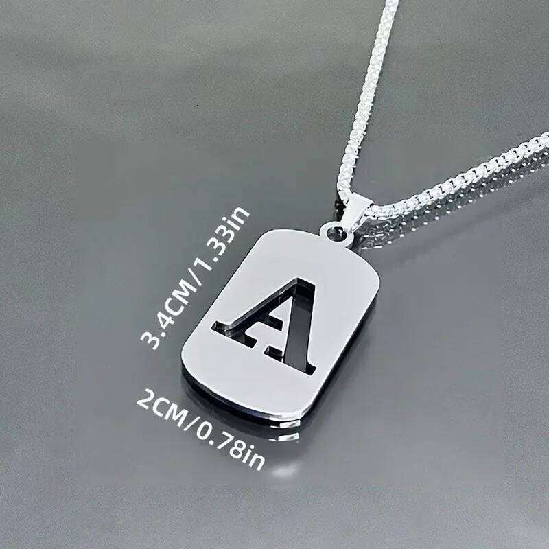 Stainless Steel Dog Tag Letter for Women Men Hip Hop Initial Pendant Necklace Sweater Chains Neck Jewelry Accessories H260312