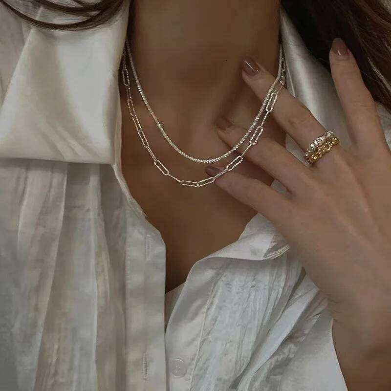 Silver Color Sparkling Necklace for Women Trendy Clavicle Chain Choker Girls Korean Wedding Party Jewelry Accessories Gifts H260312