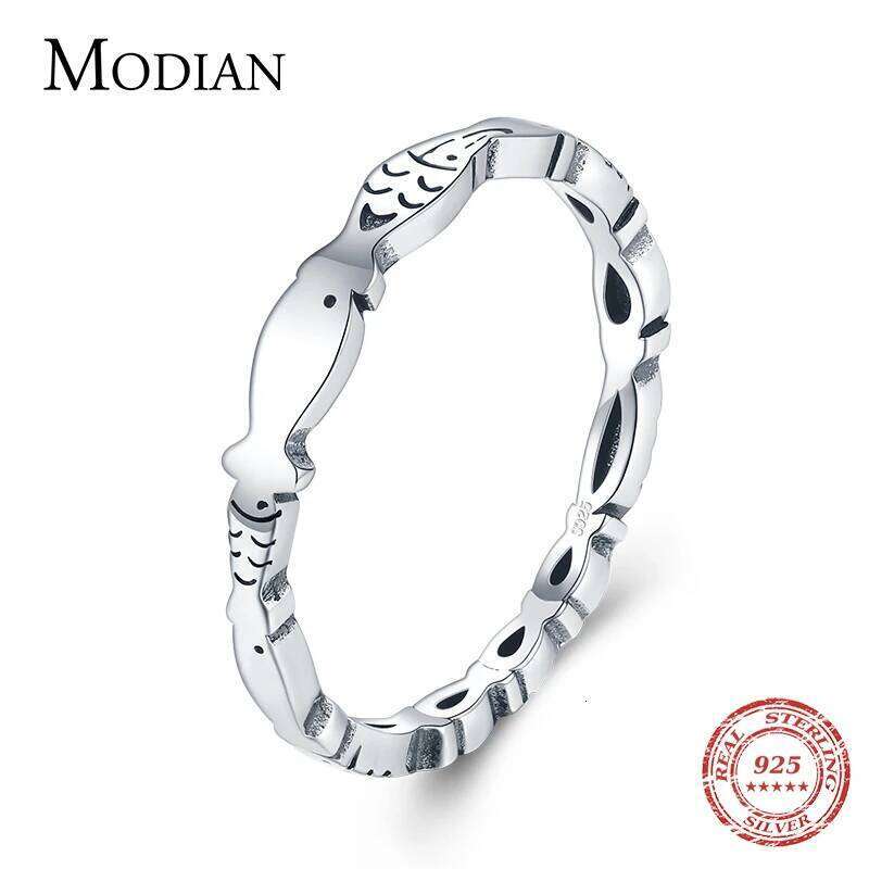 Modian Novel Fish Stackable Ring Real 925 Sterling Silver Fashion Special Animal Finger Rings Minimalist Jewelry For Women Gift H260312