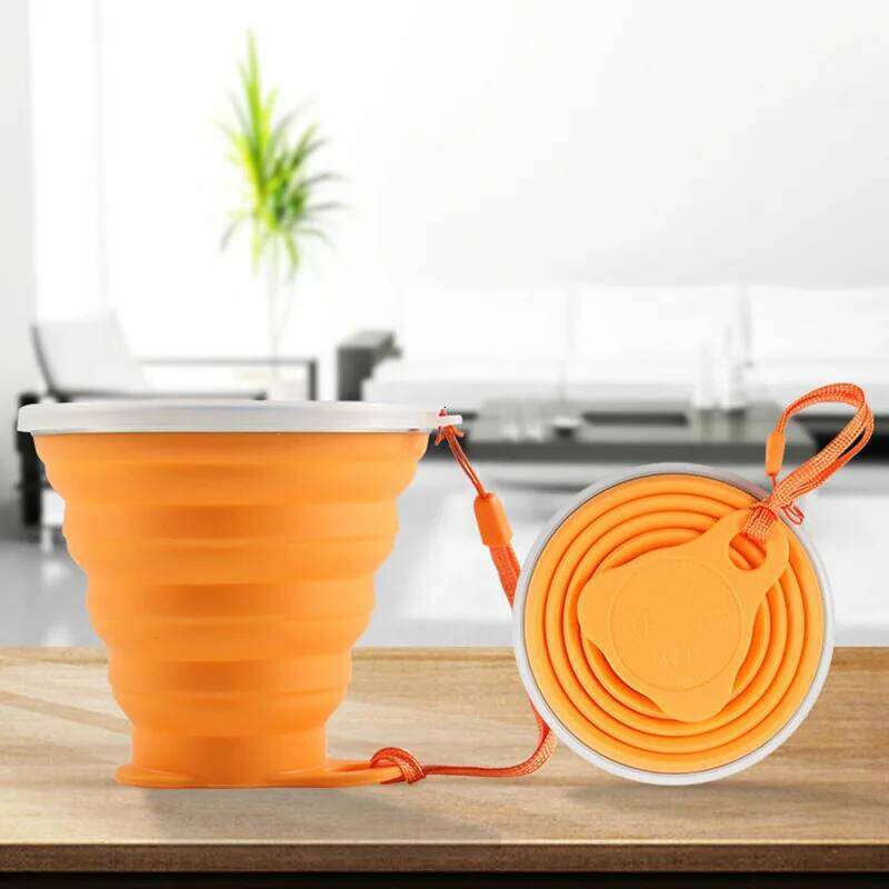 Mini Retractable Folding Cup SiliconeOutdoor Travel Portable Teacup Coffee Drinking Mug with Lid Z260314