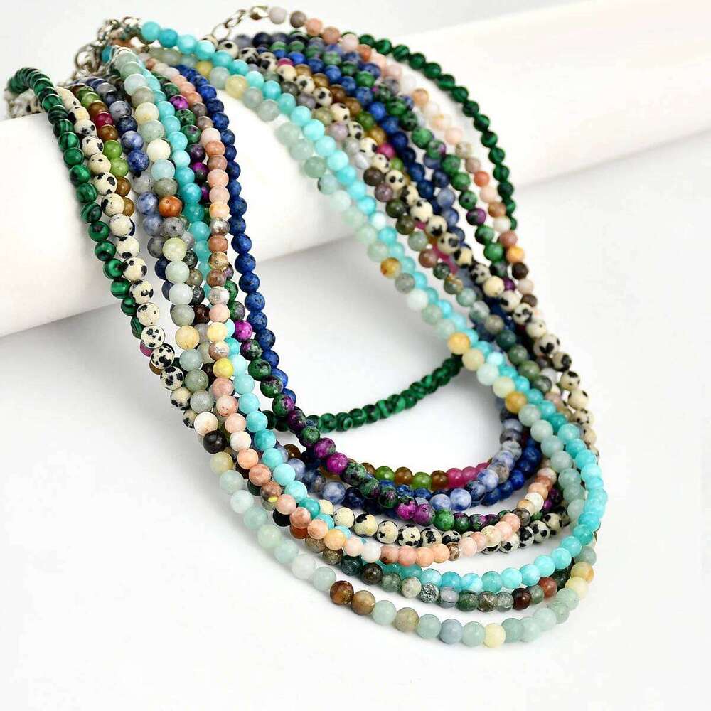Yumfeel Bohemian Colorful Natural Stone 4mm Round Beads Necklaces Women Summer Friendship Neck Jewelry Fashion Vacation Chokers H260312
