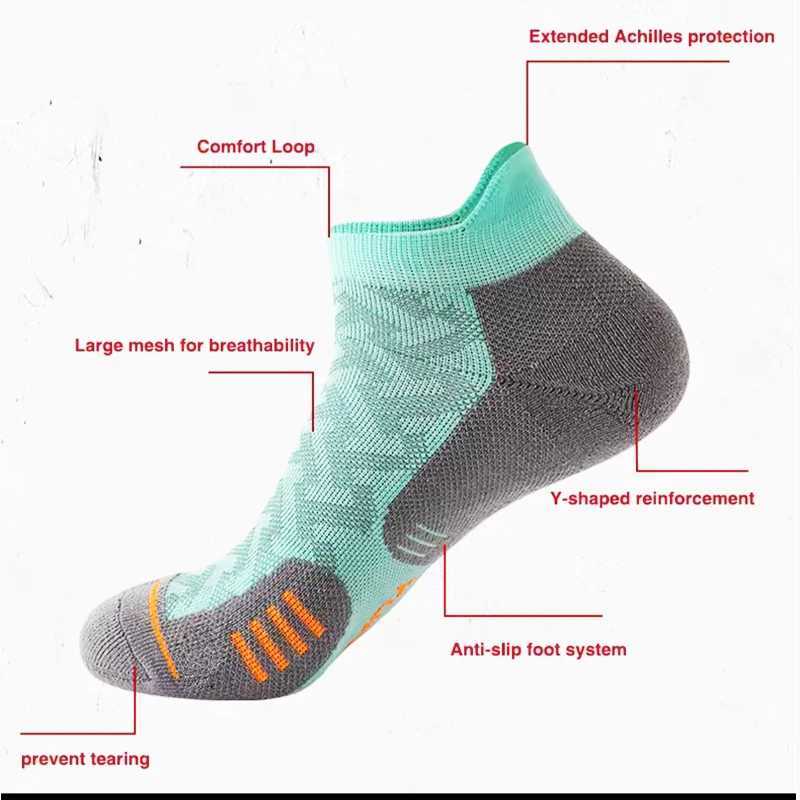 1/3Pairs Professional Marathon Running Sock Outdoor Sports Fitness Thickened Cushioned Short Tube Low Cut Boat Ankle Socks D260313