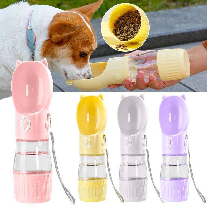 Pet Dog Bottle Food Feeder For Small Medium Dogs 2 In 1 Travel Puppy Cats Water Container Outdoor Yorkie Drinker Supplies 26W0313