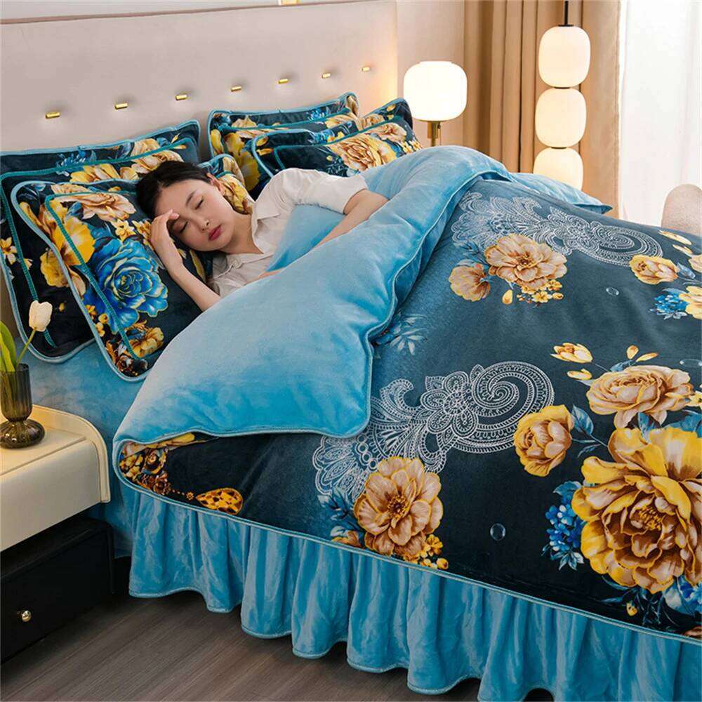 Light Milk Four-Piece Sets Winter Thickened Class A Bedding Set Warm Fleece Home Anti-static Duvet Cover Bed Sheet H260311 H260312 - view 5