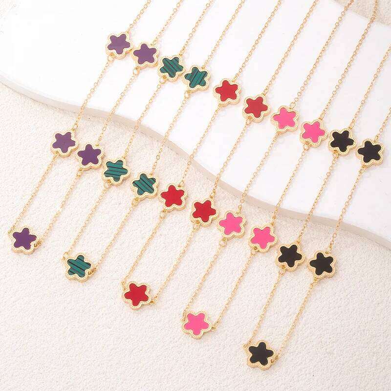 Fashion Plant Plum Blossom Five Flower Pendant Necklace for Women Girls New Trendy Lucky Cr Clavicle Chain Jewelry Gift H260312