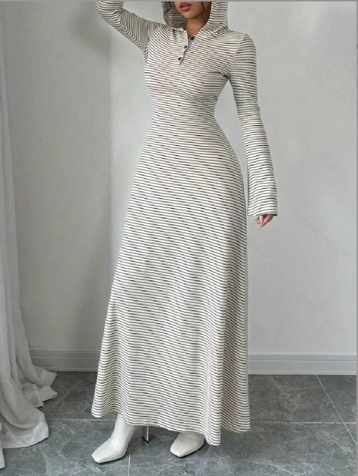 Fashionable Elegant Autumn Winter Plaid Hooded Dress for Women Commute Workwear New ArrivalT260314