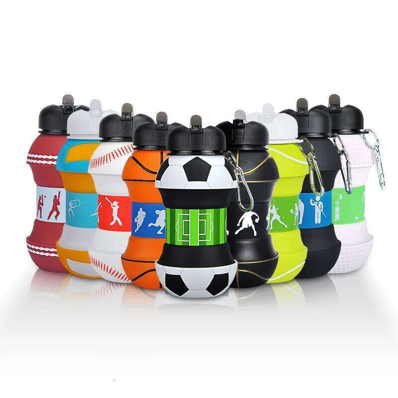 Student Football Outdoor Sports Water Bottle Household Silicone Folding Cup Portable Anti Drop Z260314