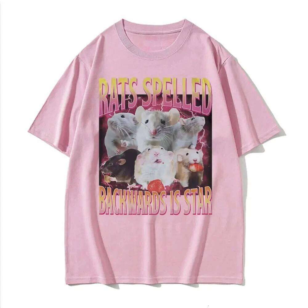 Funny Rats Spelled Backwards Is Star Printed T-shirts Fashion Short Sleeve T Shirt Women Casual Oversized T-shirt Streetwear Y2K Z260314