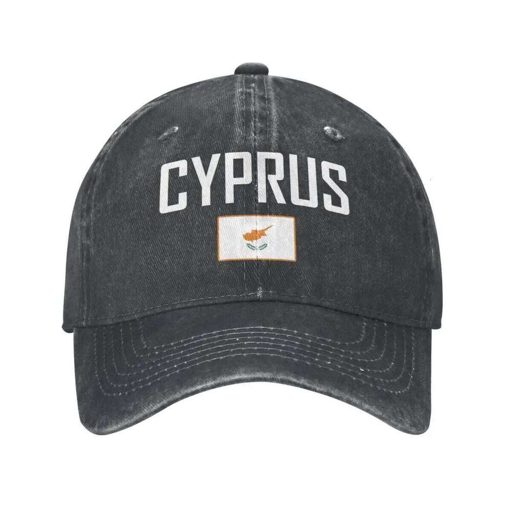 Men Baseball Cap CYPRUS Flag And Font Charcoal Washed Denim Classic Vintage Cotton Dad Trucker Hat Unisex Adult Z260313