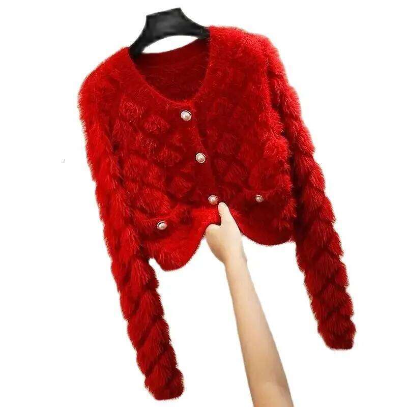 Thickened Cardigan Warm Bottoming Shirt Soft Waxy Mink Velvet Knitted Women's Autumn And Winter Plush Sweater Coat Z260313