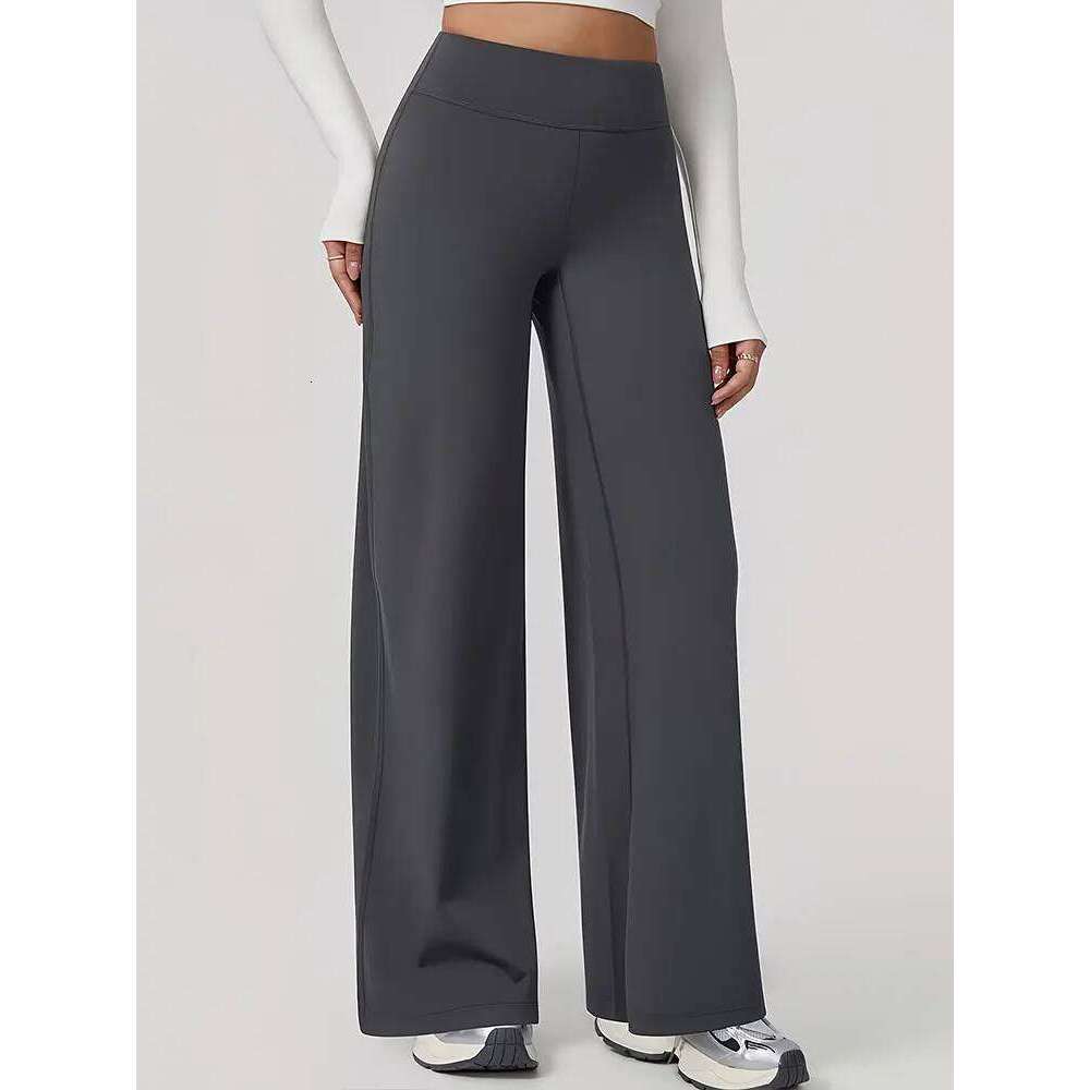 Mid Waist Yoga Straight Leg Pants Soft Wide LegTrousers Naked Feel Fitness Compression Leggings Pilates Running Sports Trousers