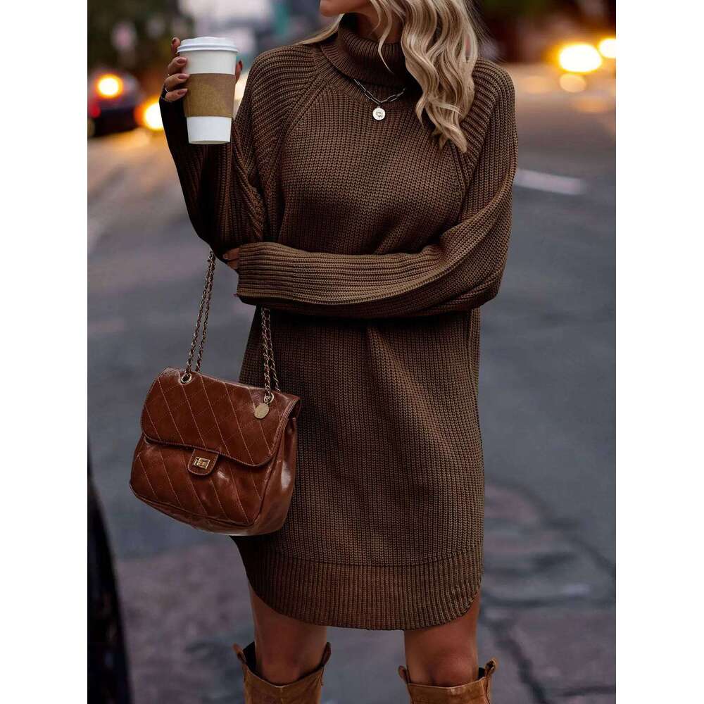 Ribbed Knit Long Sleeve Dresses Autumn And Winter New Texture Loose Sweater Dress Temperament Women's Vestidos Z260314