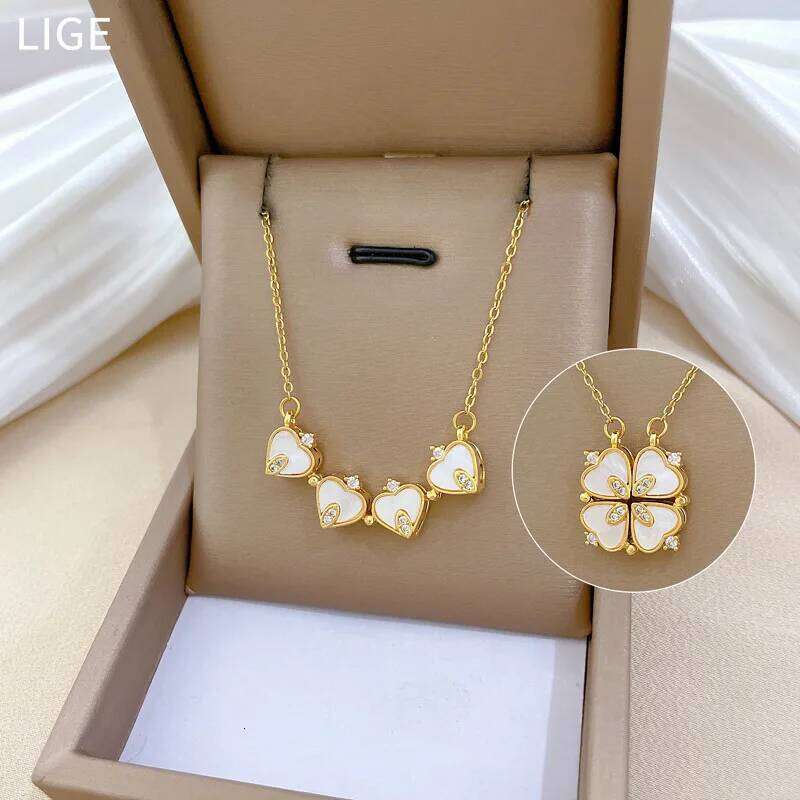 Necklace Deformation Cheap Women's Heart Open Flower Cr Versatile Collarbone Chain Titanium Steel H260312