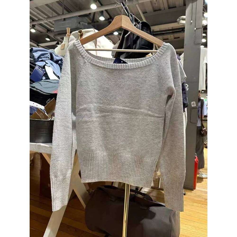 Gray Sexy Slash Neck Slim Sweater Women Autumn Long Sleeve Cotton Simple Pullovers Tops Vintage Sweet Preppy Style Solid Jumpers Z260313