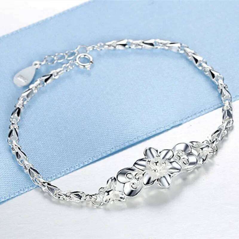 New beautiful flowers chain charms 925 Sterling silver Bracelet for woman fine fashion jewelry Wedding party lady gifts Z260313