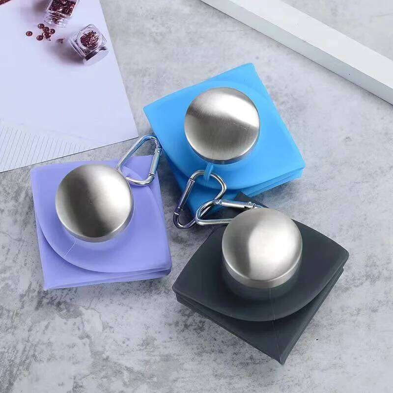 LUSQI 700ml Travel Outdoor Sports Silicone Folding Rhombus Bottle Portable Drop-Proof Water Steel Lid Telescopic Cup Z260314