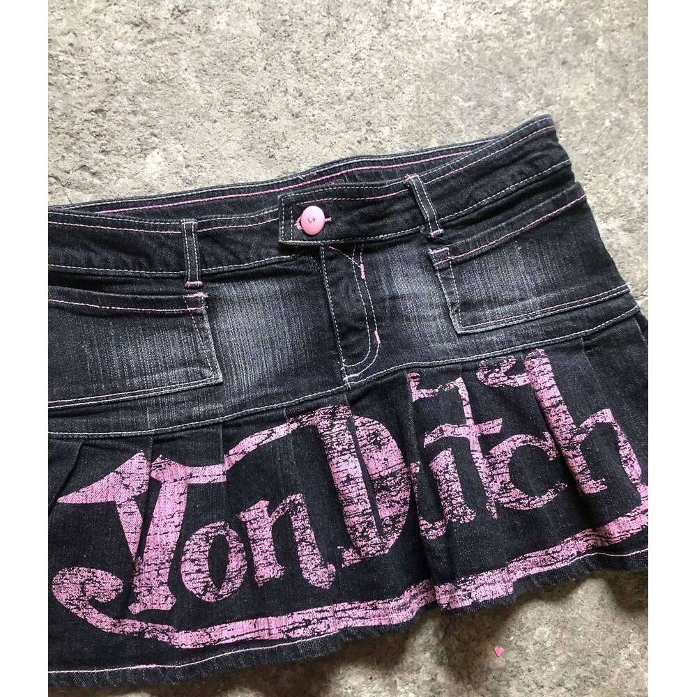 American Retro Letters Low Waist Slim Mini A Word Denim Skirt Women's Y2K New Harajuku Goth Sexy Spice Girls Fashion Street Wear Z260314