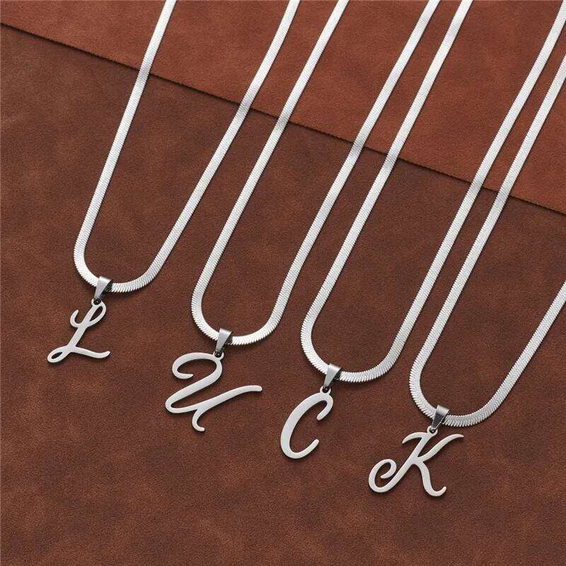 Dainty Initial Necklace Silver Color 26 Letters Snake Chain Necklaces for Women Girls Fashion Name Jewelry Choker Birthday Gifts H260312